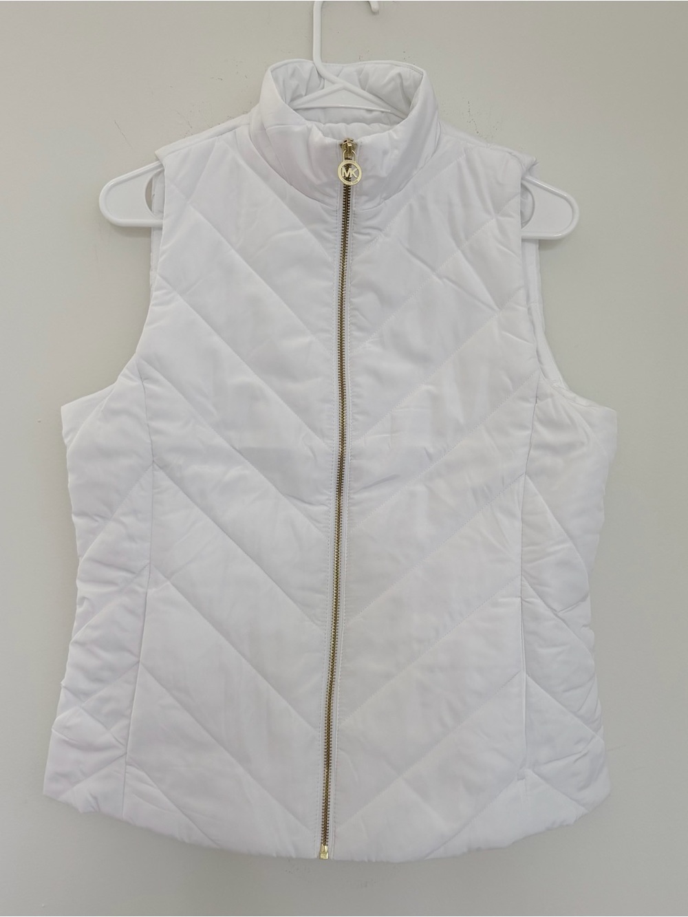 Michael Kors White Puffer Vest with Gold Accents - Picture 8 of 11